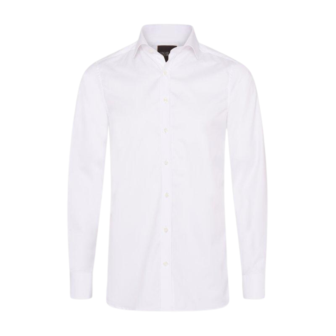 Oscar Jacobson | Slim Fit Cut Away Double Cuff Shirt | White