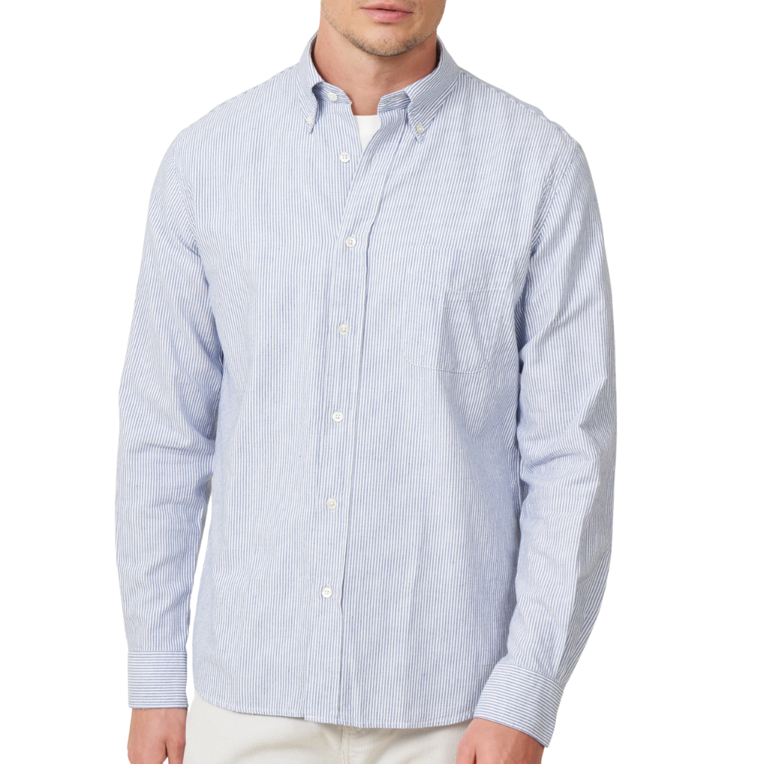 Hartford |  Casual Shirt Pitt | Blue-White Stripe